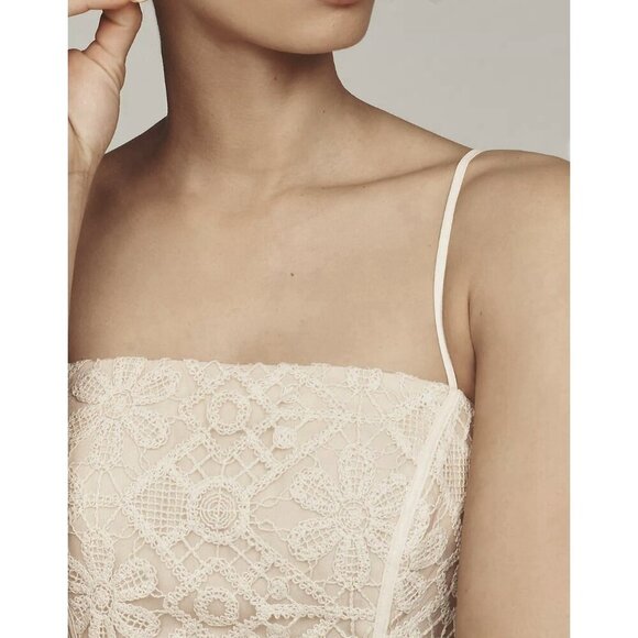 NWT Size 8 - Anthropologie Lace Basque-Waist Mini Dress in Beige (NWT US$ 268) - Picture 2 of 16